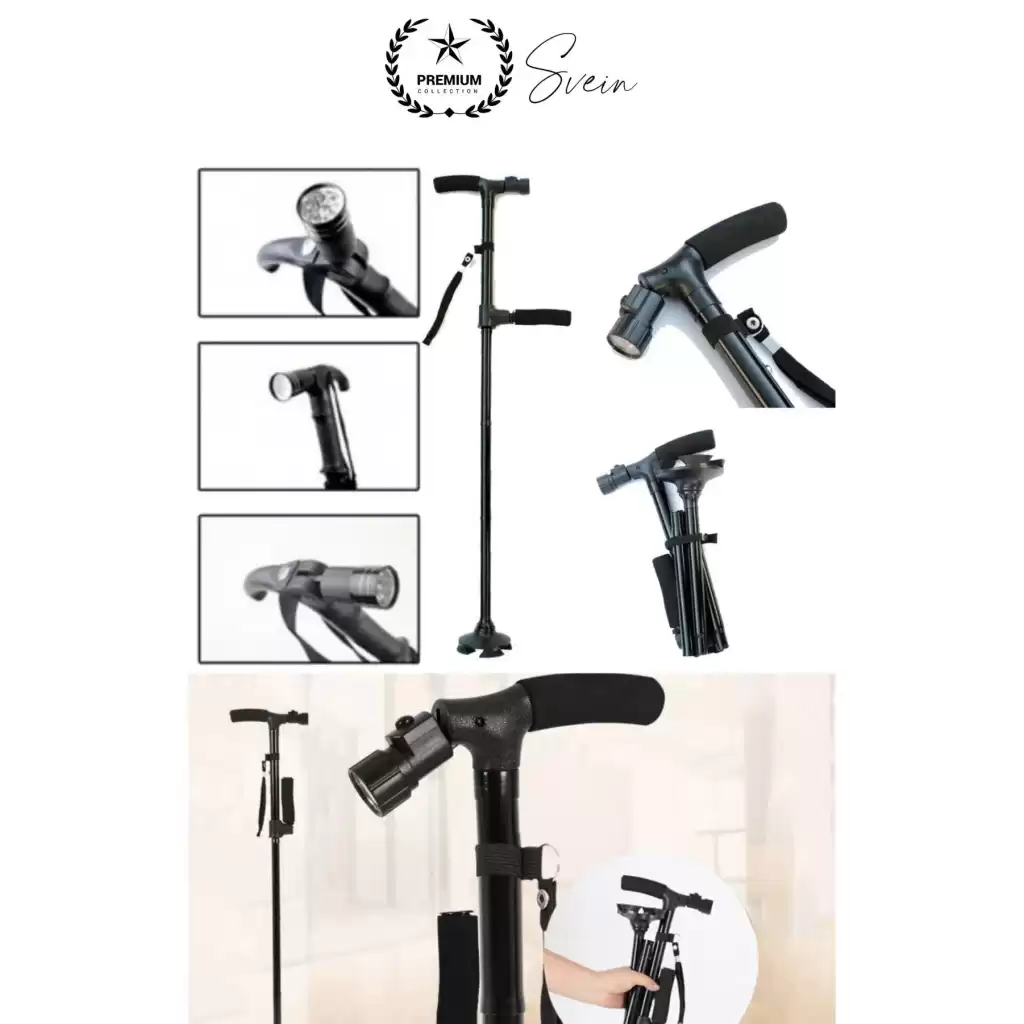 Premium Kalite Katlanabilir Led Işıklı Baston Yürüyüş Fenerli Ayaklı Kolay Açılıp Kapanan Kaymaz