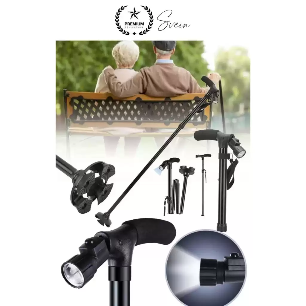 Premium Kalite Katlanabilir Led Işıklı Baston Yürüyüş Fenerli Ayaklı Kolay Açılıp Kapanan Kaymaz