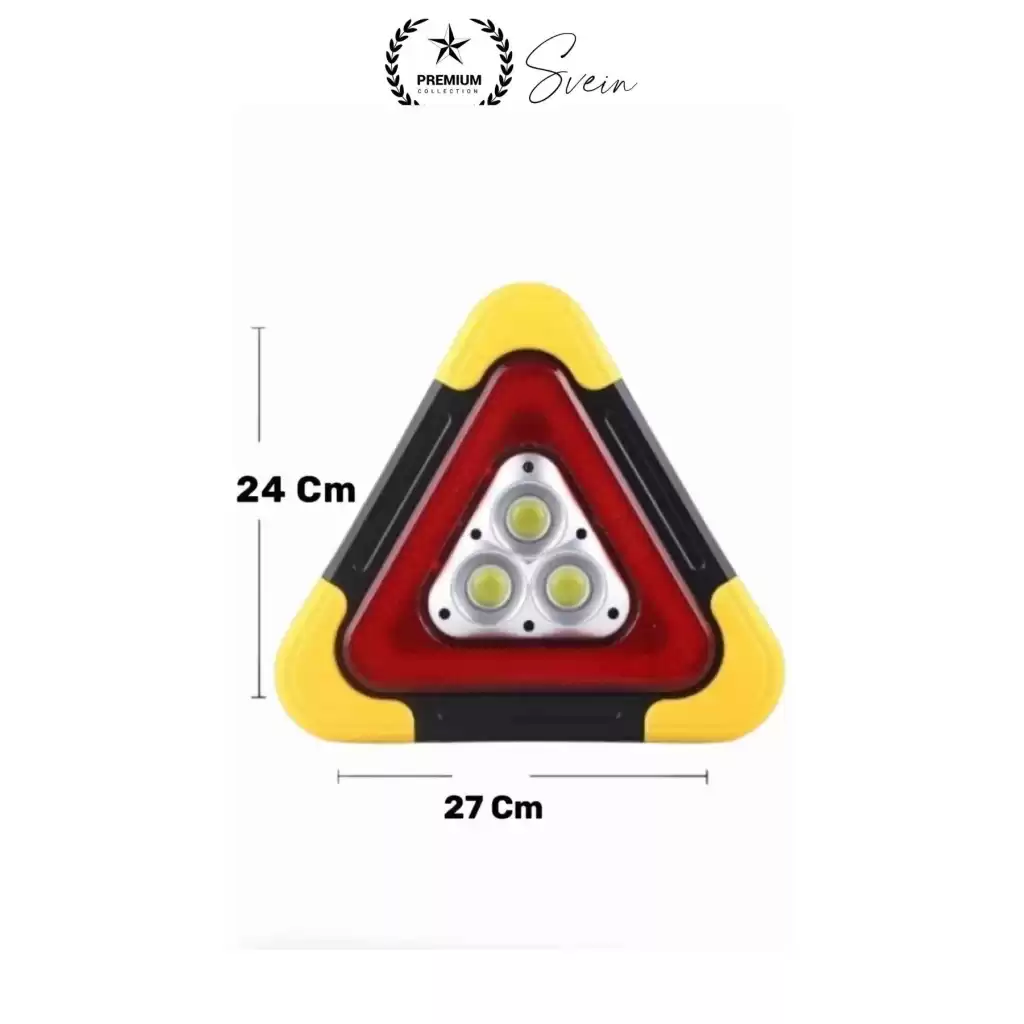 Led Işıklı Üçgen Reflektör Projektör Acil Durum Feneri Flaşör Trafik Şarjlı Solar İkaz Lambası