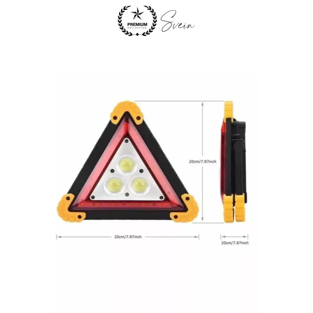 Led Işıklı Üçgen Reflektör Projektör Acil Durum Feneri Flaşör Trafik Şarjlı Solar İkaz Lambası