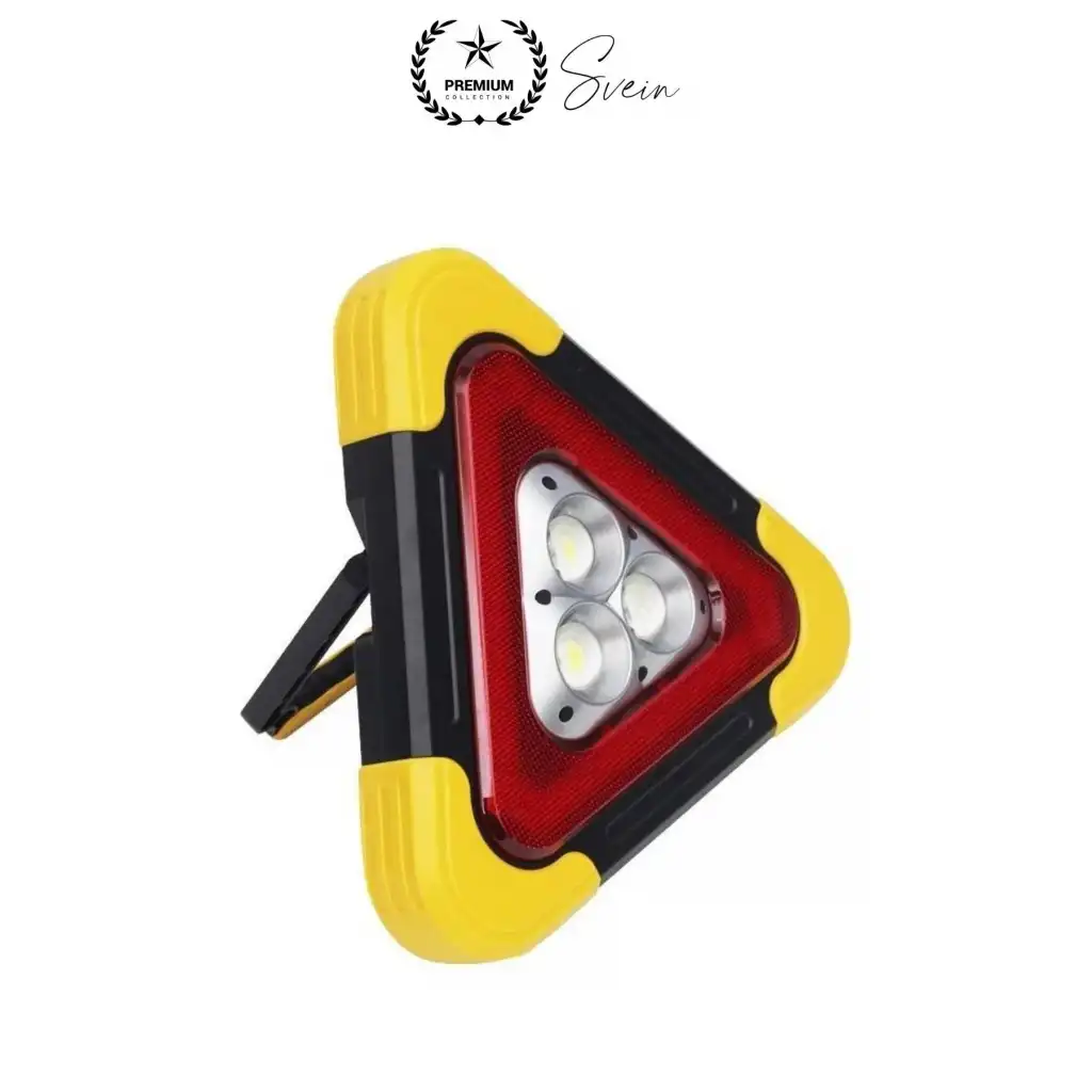 Led Işıklı Üçgen Reflektör Projektör Acil Durum Feneri Flaşör Trafik Şarjlı Solar İkaz Lambası