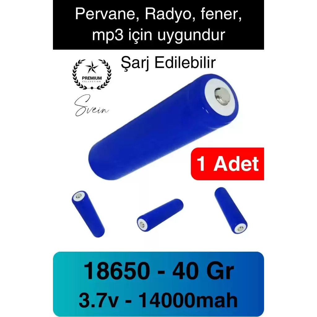 Şarj Edilebilir 40 Gr 18650 Pil El Pervanesi Vantilatör Pili 14000 Mah Radyo Fener MP3 Uzun Süre