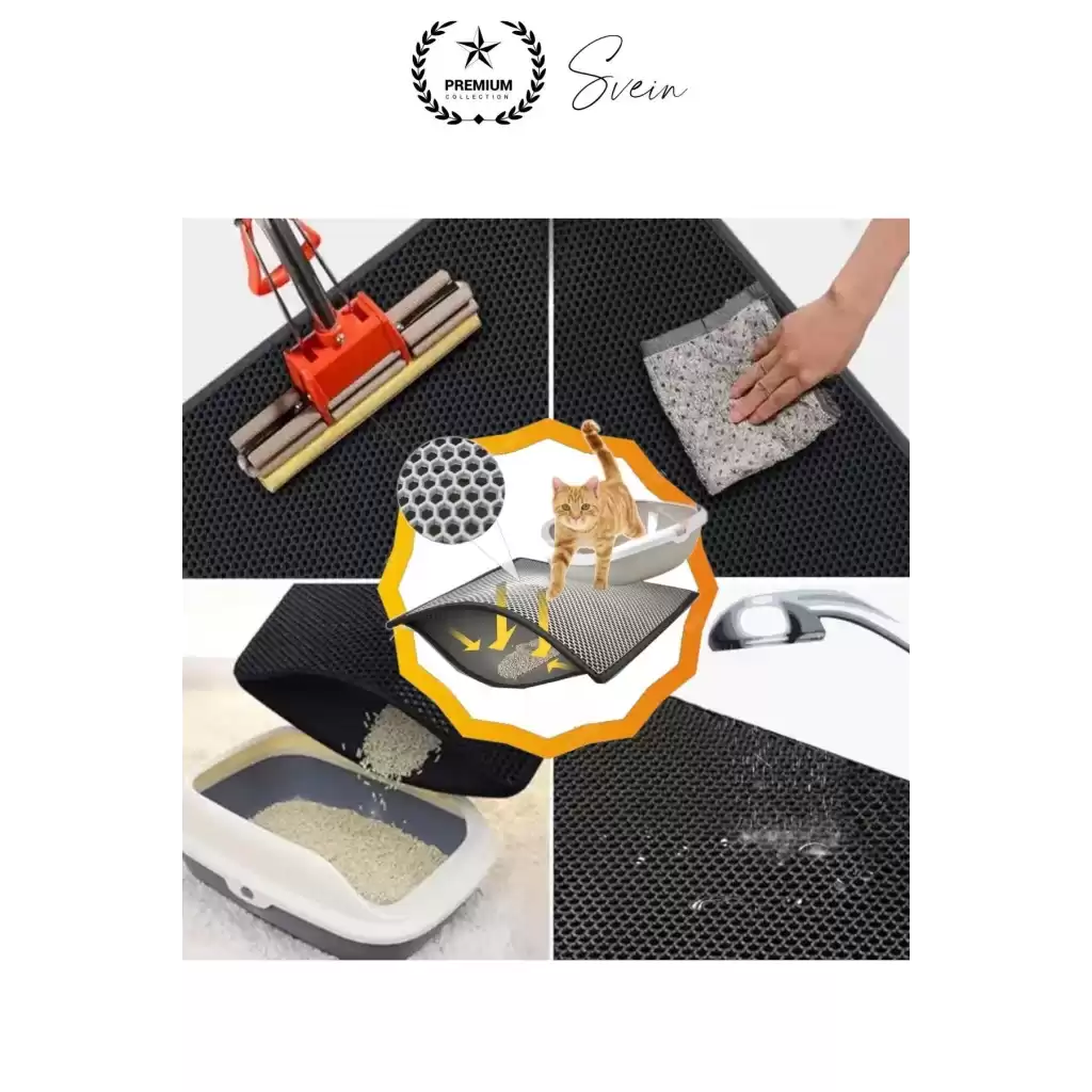 Elekli Kedi Paspası Tuvalet Önü Kumu Evcil Hayvan Sert Plastik Toz Kir Tutucu Yıkanabilir 40x60 cm