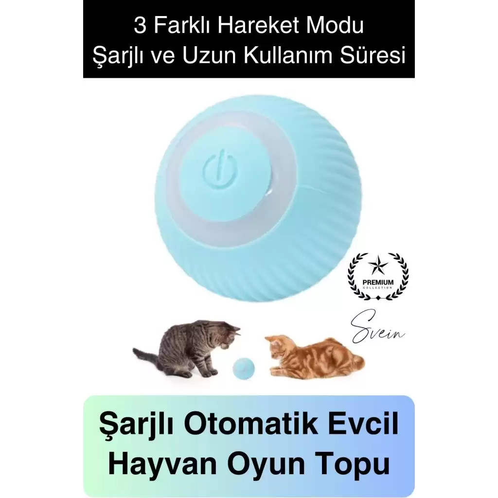 Akıllı İnteraktif Evcil Hayvan Oyuncağı Top Oynama Şarjlı Zıplayan Titreşimli Işıklı Kedi Köpek