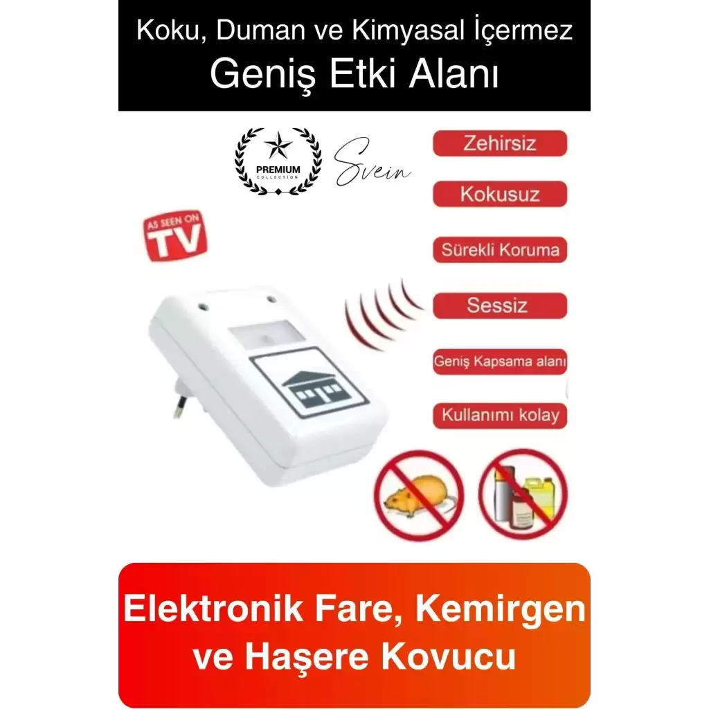 Elektronik Fare ve Haşere Kovucu Uzaklaştırıcı Böcek Ultrasonik Sinek Örümcek Karınca Savar