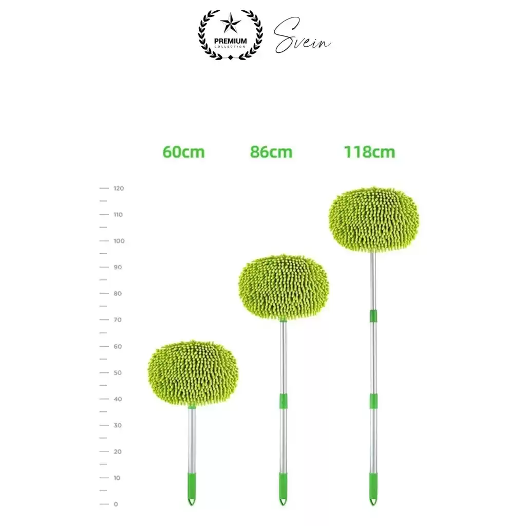 Premium Mikrofiber Araba Yıkama Fırçası Mop Paspas Temizleme Uzun Saplı Detaylı Çiziksiz Uzayabilen