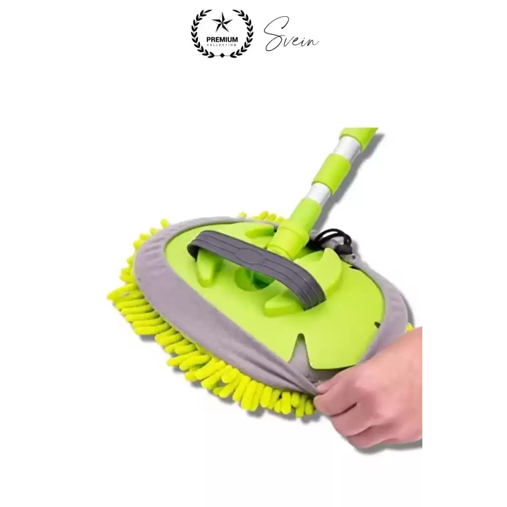 Premium Mikrofiber Araba Yıkama Fırçası Mop Paspas Temizleme Uzun Saplı Detaylı Çiziksiz Uzayabilen