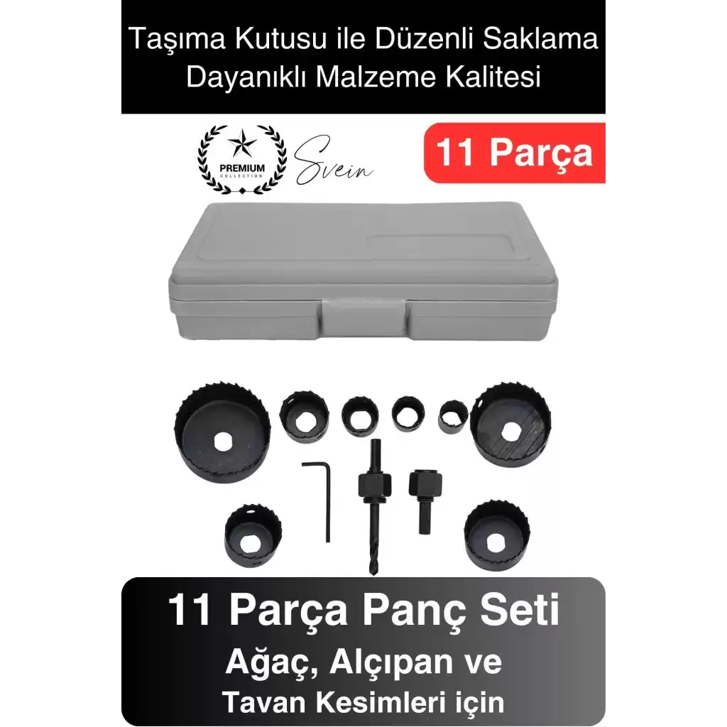 11 Parça Panç Seti Ağaç Kesme Testere Matkap Ucu Takımı Alçıpan Tavan Kartonpiyer Alyan Anahtar