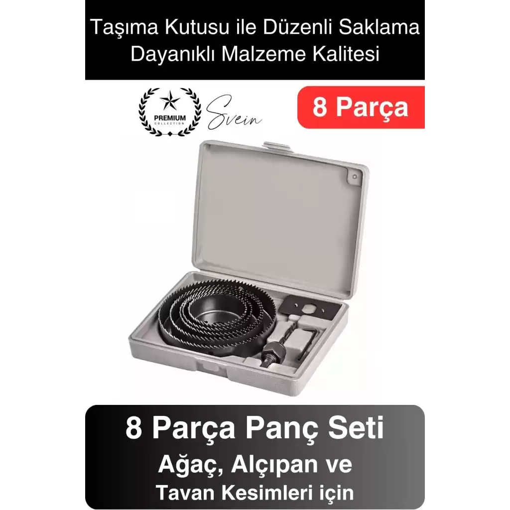 8 Parça Panç Seti Ağaç Kesme Testere Matkap Ucu Takımı Alçıpan Tavan Kartonpiyer Alyan Anahtar