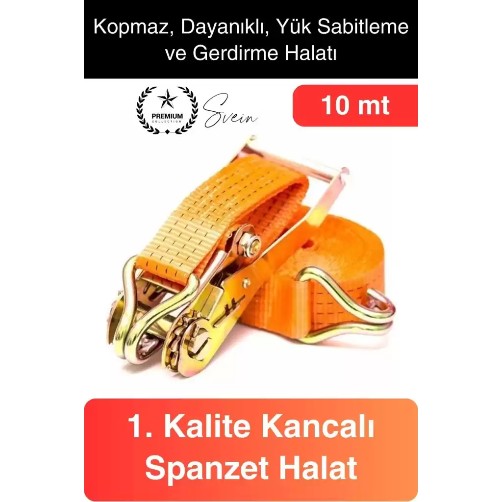 10 mt Spanzet Takımı Cırcırlı Yük Gerdirme Kiti Halat Uzun Tekne Kamyon Taşıma Çekme Emniyet Kemer