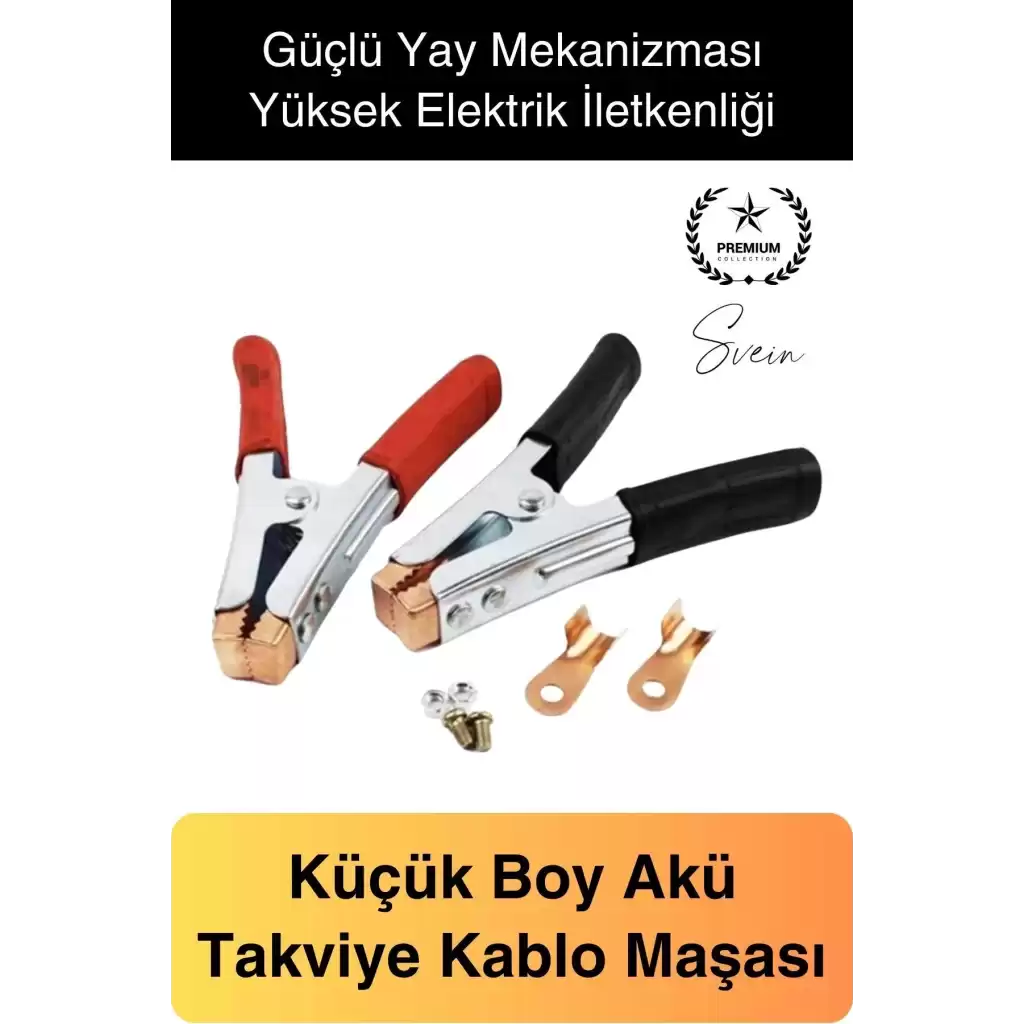 Bakır Uçlu Küçük Boy Artı Eksi Akü Pensesi 1. Kalite Kaynak Takviye Akü Bağlantı Kırmızı Siyah