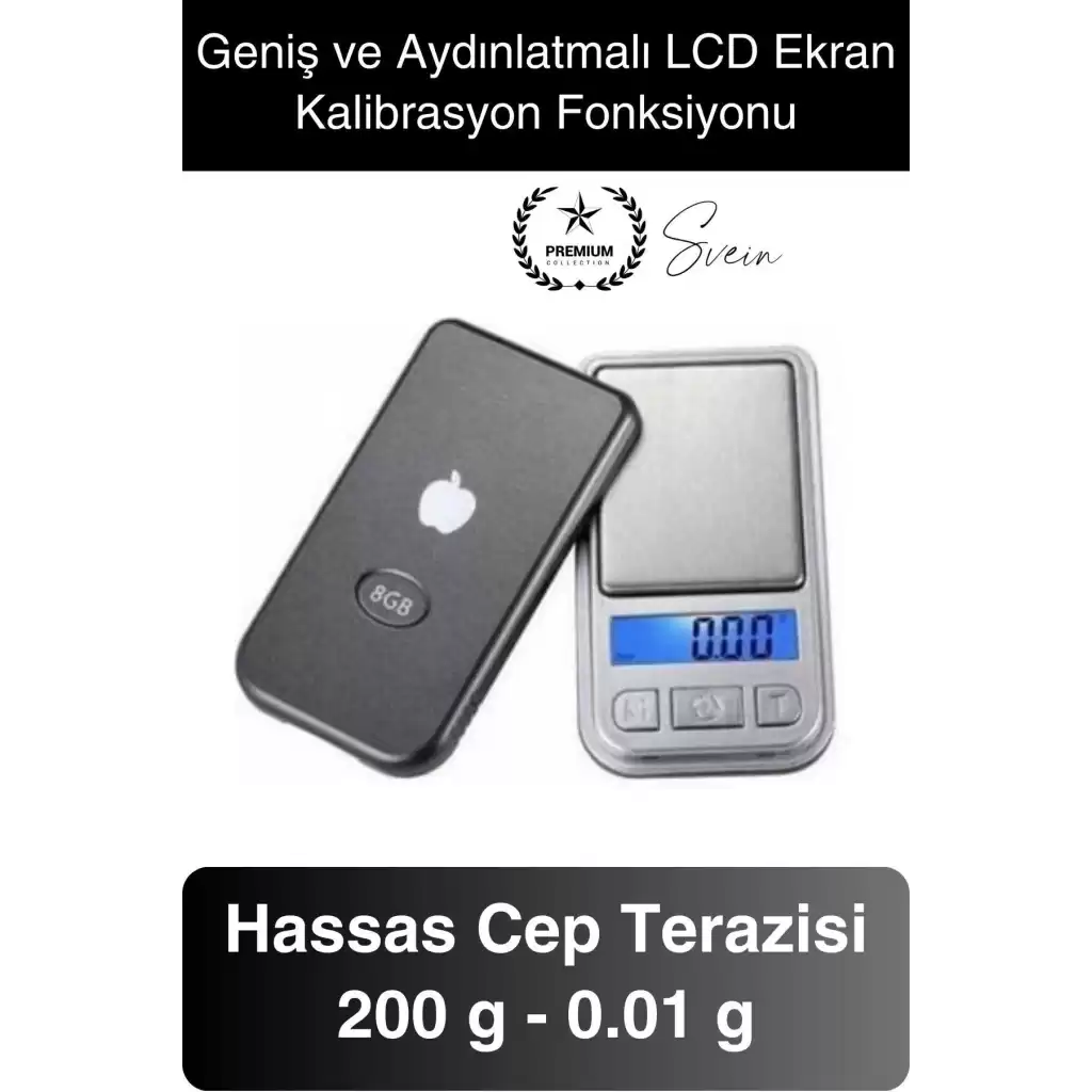 Premium Pilli Mini Hassas Cep Terazisi Tartı 200 g Kapasite 0.01 g Kuyumcu Tartısı Kılıflı Kalibre