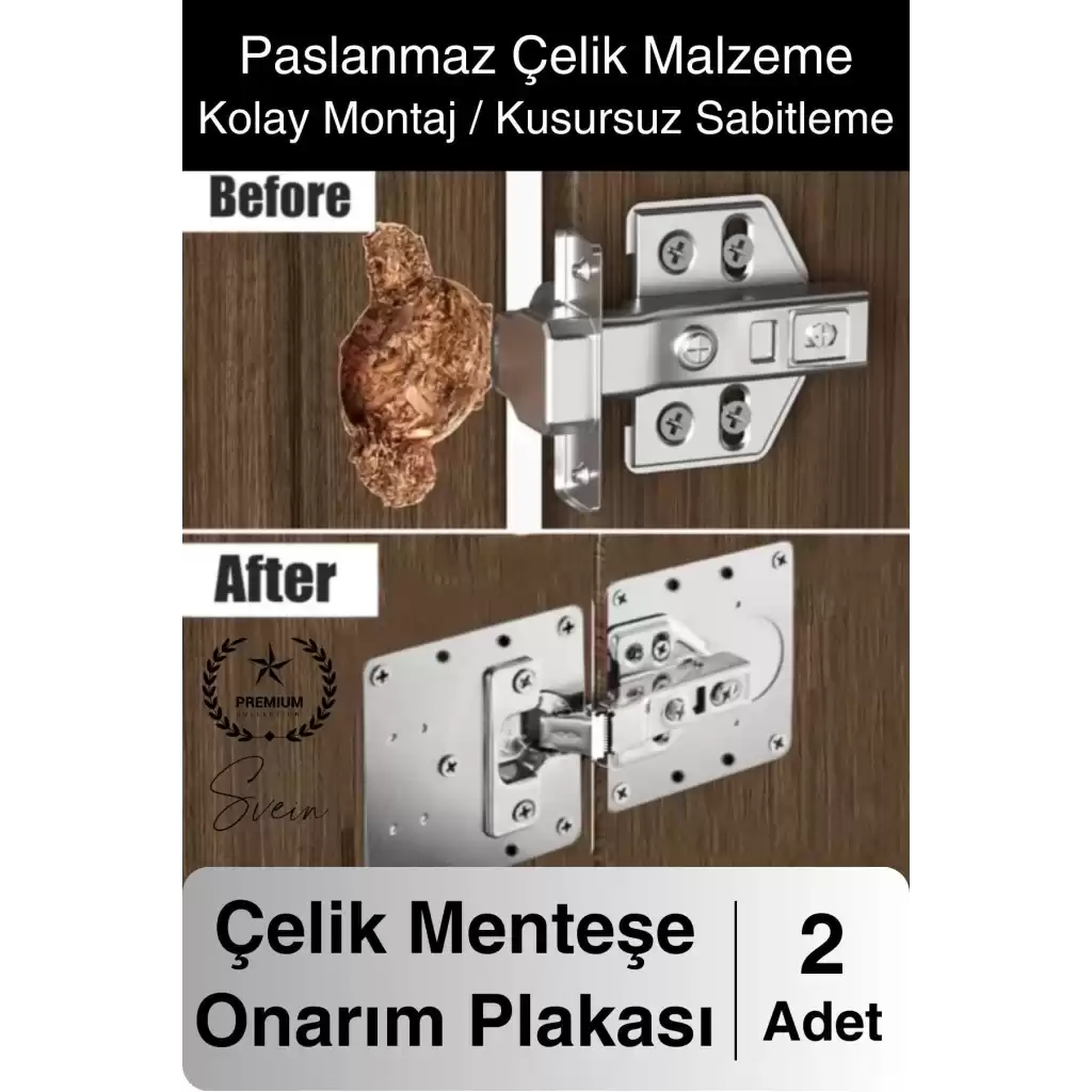 Paslanmaz Çelik Menteşe Onarım Plakası Hasarlı Mutfak Dolabı Kapı Tamir Sacı Yaprak Çanak Onarım