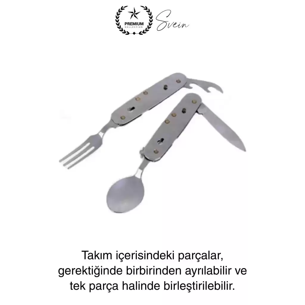 4ü 1 Arada Paslanmaz Çelik Kamp Çatal Bıçak Takımı Seyahat ve Hayatta Kalma Ekipmanı Kumanya Kiti