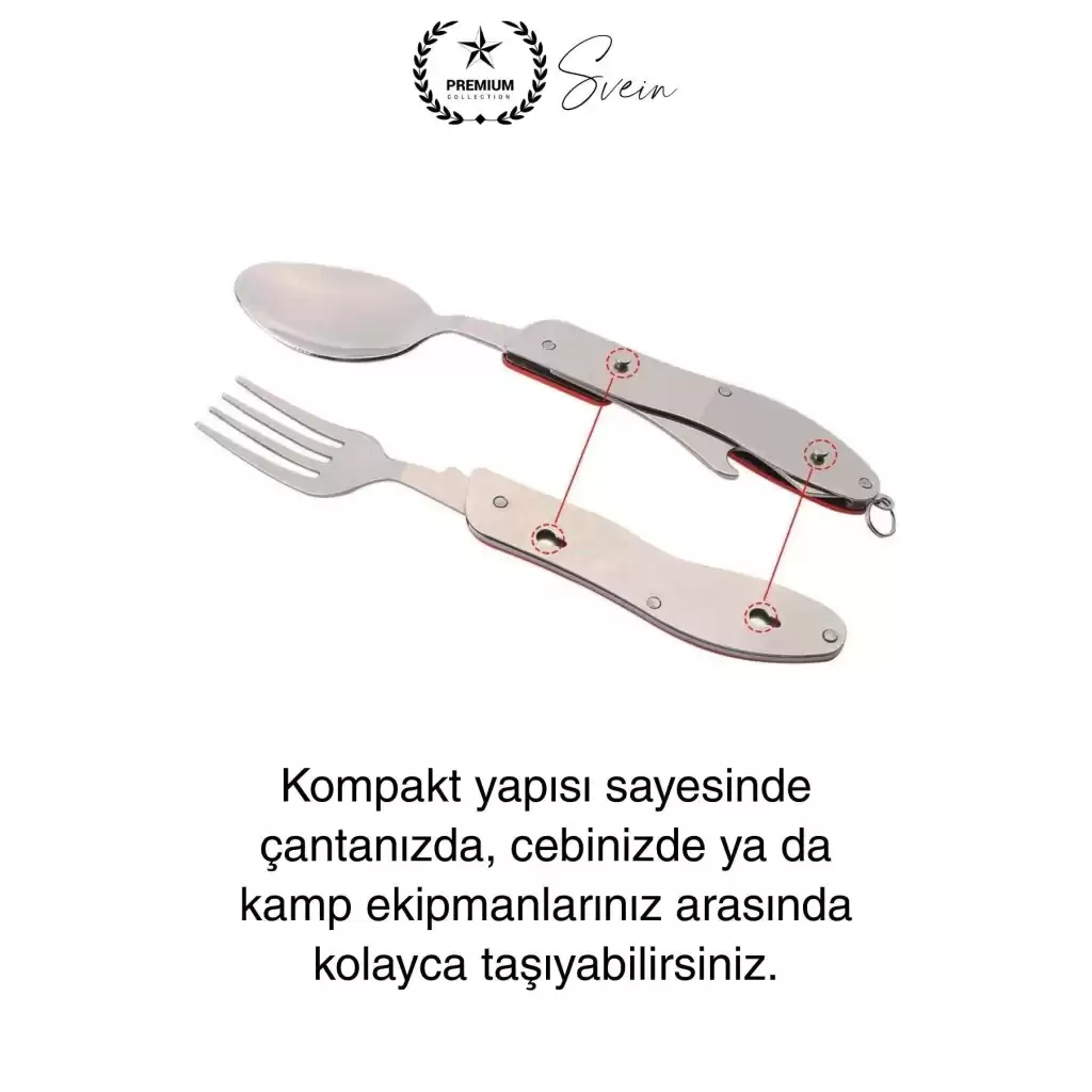 4ü 1 Arada Paslanmaz Çelik Kamp Çatal Bıçak Takımı Seyahat ve Hayatta Kalma Ekipmanı Kumanya Kiti