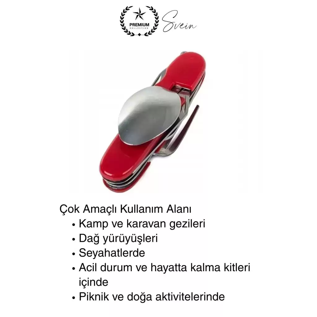 4ü 1 Arada Paslanmaz Çelik Kamp Çatal Bıçak Takımı Seyahat ve Hayatta Kalma Ekipmanı Kumanya Kiti