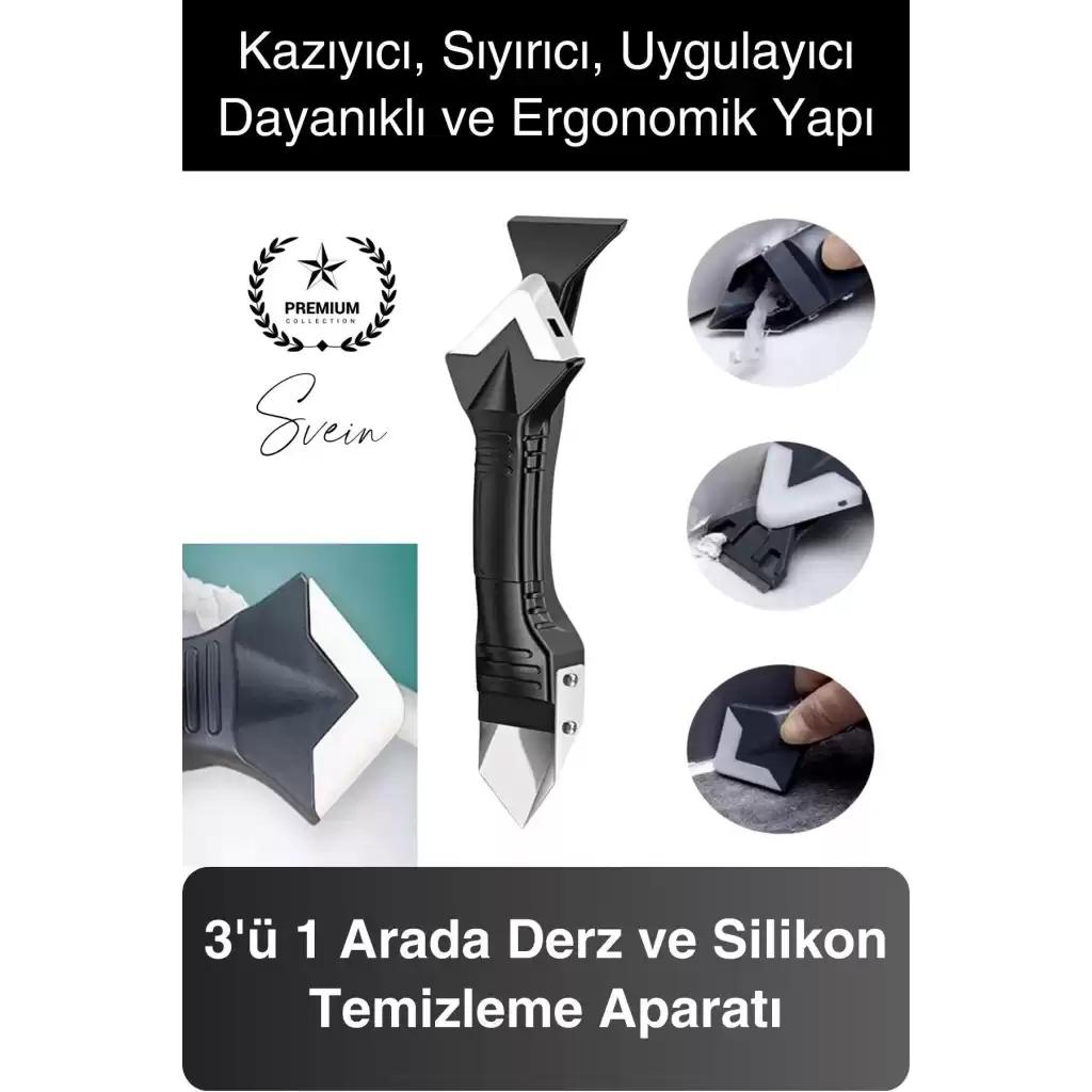 3ü 1 Arada Fayans Derz Dolgu Silikon Kazıyıcı Sıyırıcı Uygulayıcı Aparat Mutfak Banyo Kapı Pencere
