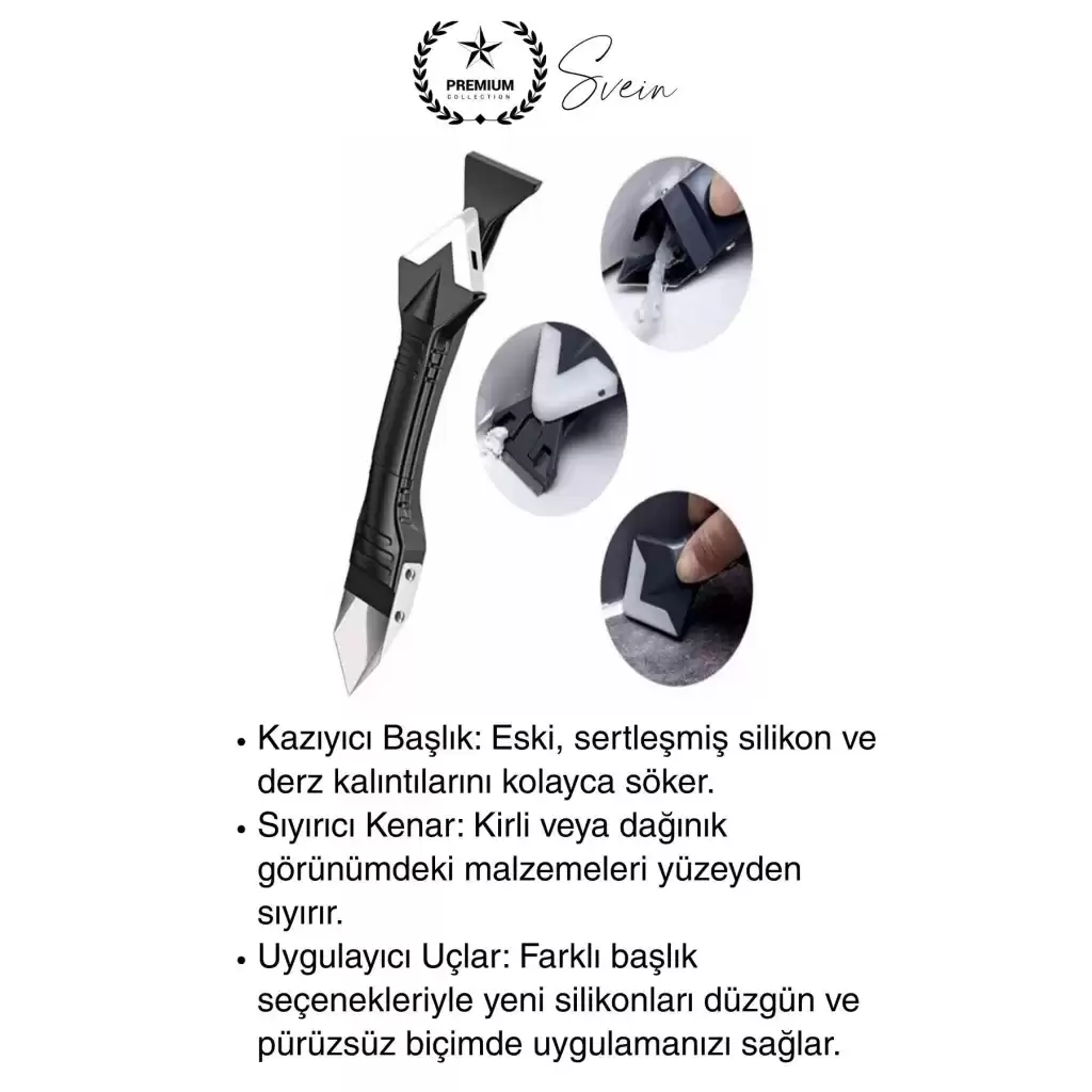 3ü 1 Arada Fayans Derz Dolgu Silikon Kazıyıcı Sıyırıcı Uygulayıcı Aparat Mutfak Banyo Kapı Pencere