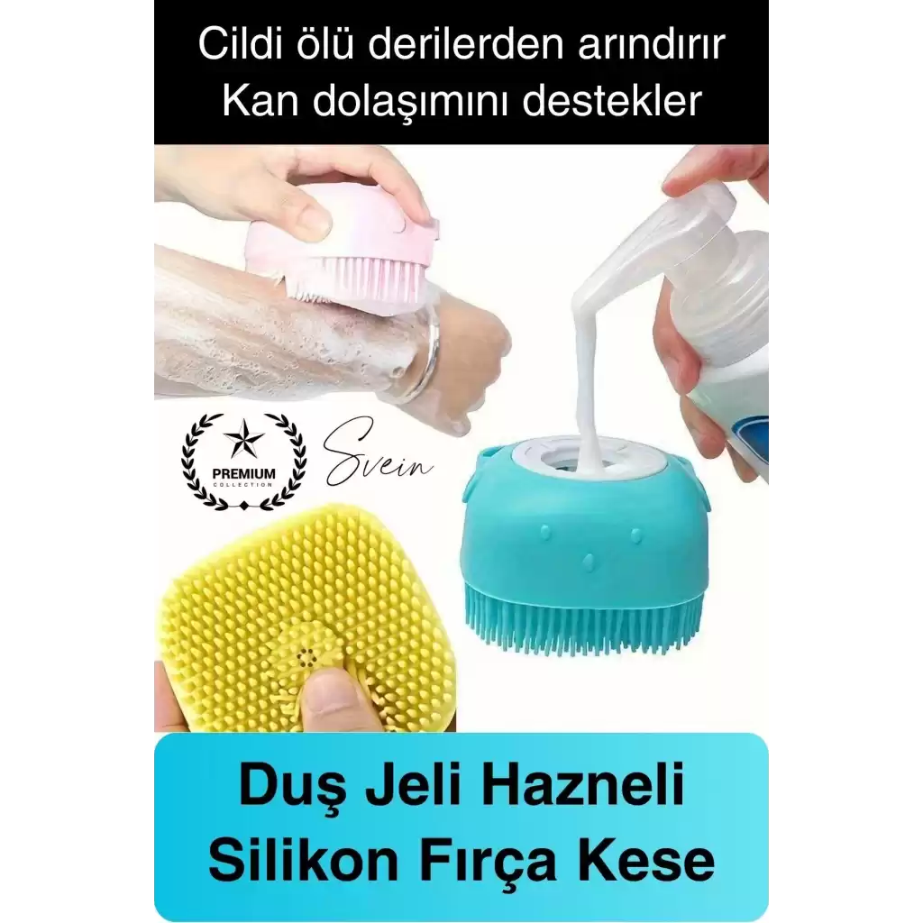 Şampuan Hazneli Silikon Banyo Lifi Duş Fırçası Jel Keseli Vücut Masaj Lif Çok Amaçlı Temizlik