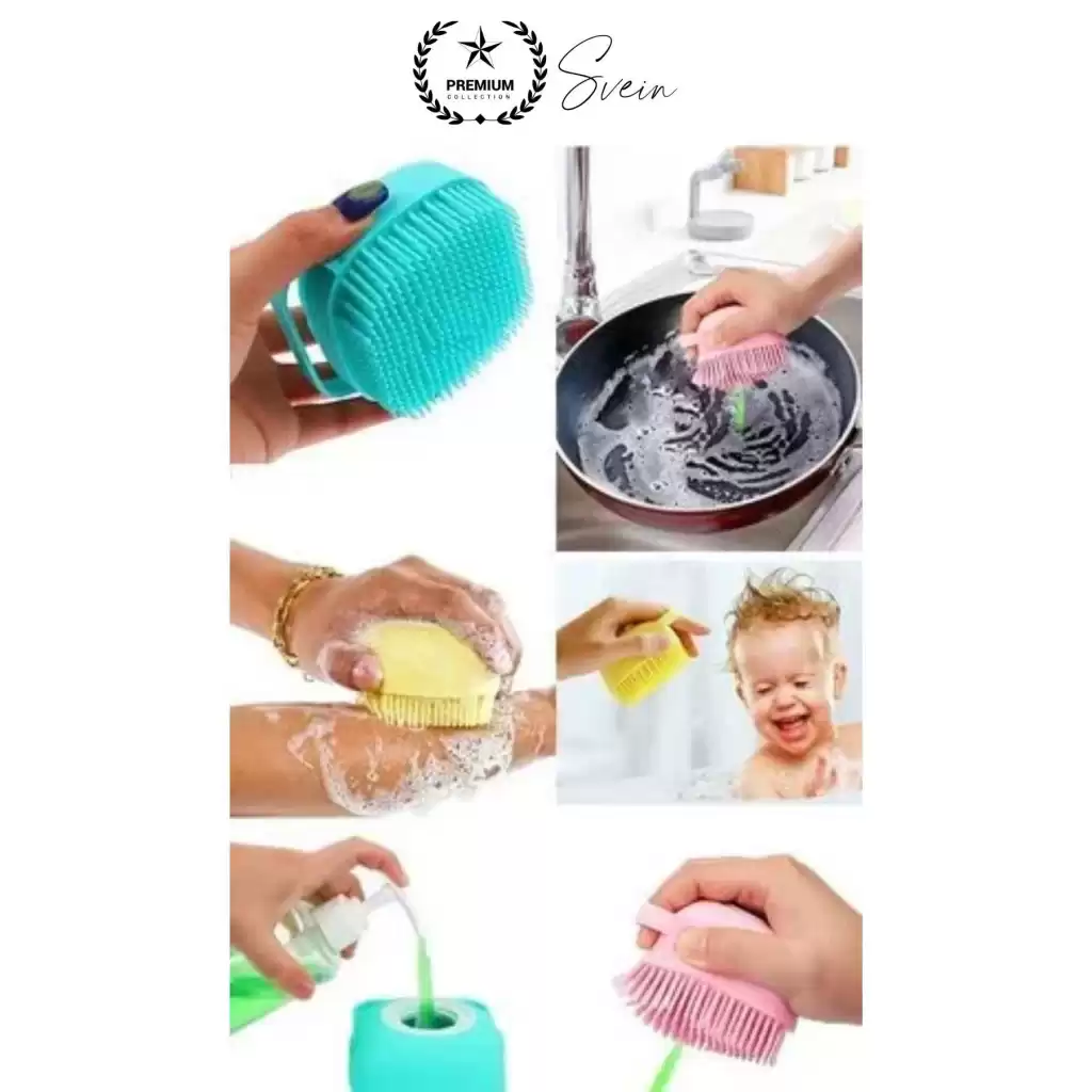 Şampuan Hazneli Silikon Banyo Lifi Duş Fırçası Jel Keseli Vücut Masaj Lif Çok Amaçlı Temizlik