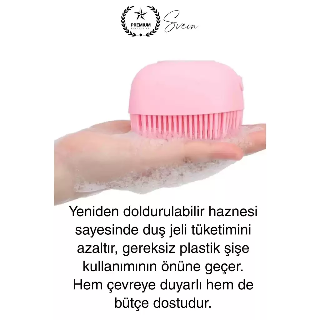 Şampuan Hazneli Silikon Banyo Lifi Duş Fırçası Jel Keseli Vücut Masaj Lif Çok Amaçlı Temizlik