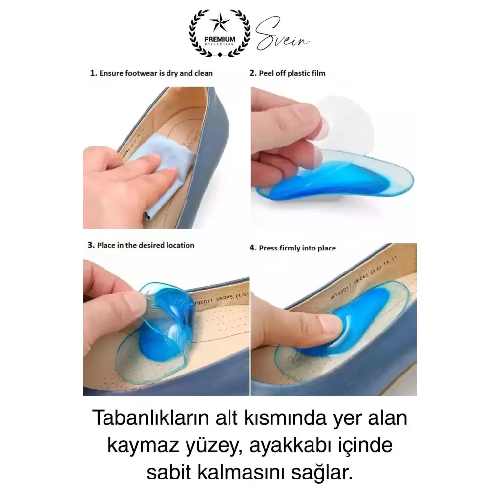 1 Çift Uzun Süreli Kullanım Ark Takviye Düz Taban İçin Boşluk İçe Basma Destekli Anatomik Silikon