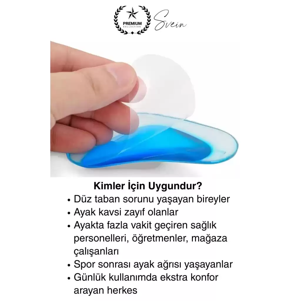 1 Çift Uzun Süreli Kullanım Ark Takviye Düz Taban İçin Boşluk İçe Basma Destekli Anatomik Silikon