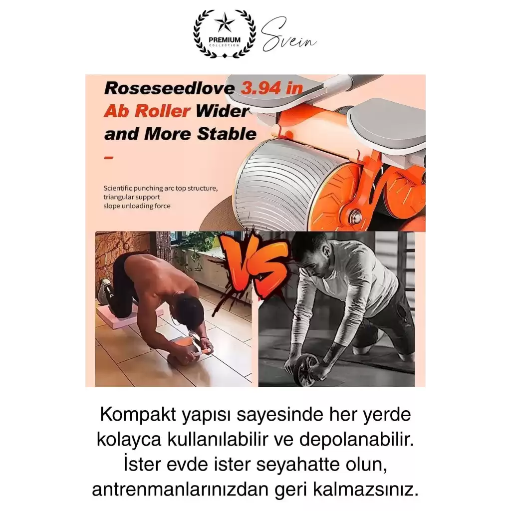 Sessiz Çalışan AB Roller Otomatik Karın Kası Egzersiz Tekeri Geri Tepme Fitness Aleti Ekipmanı