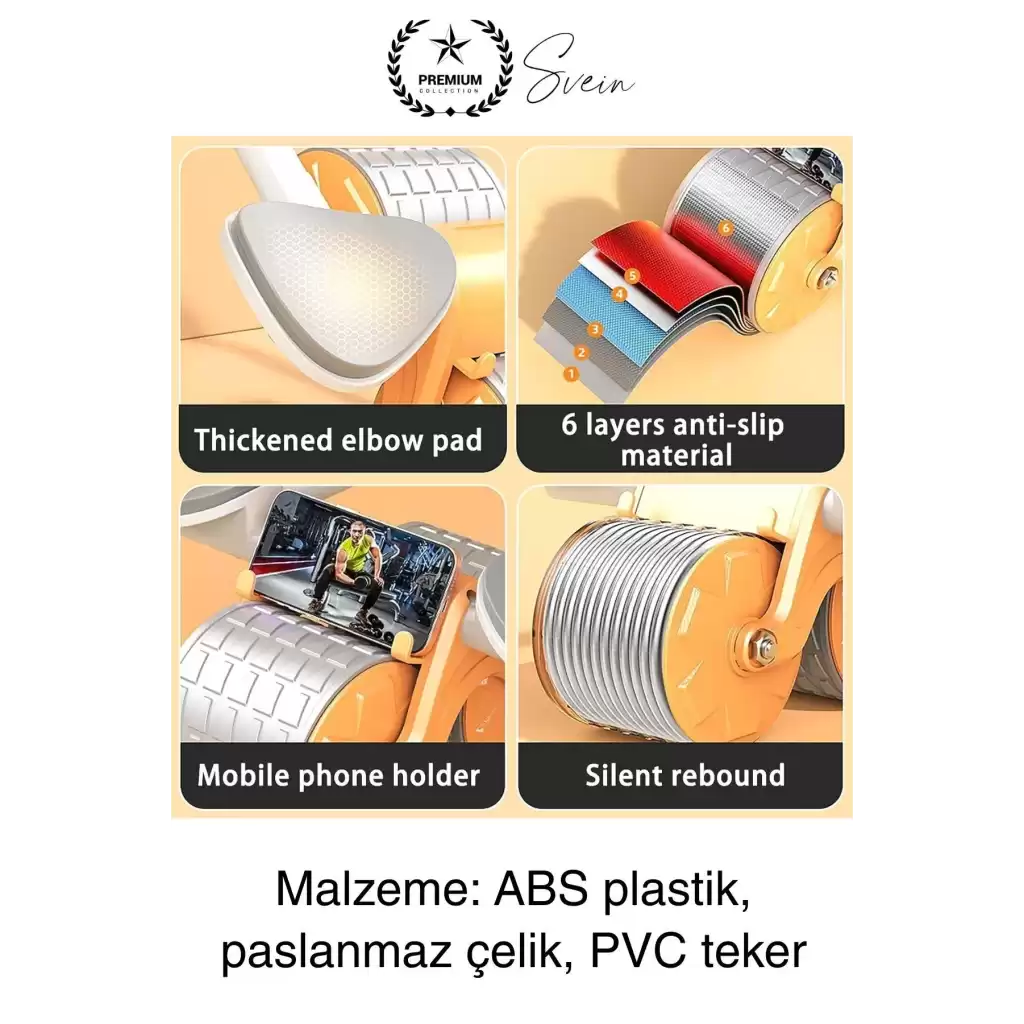 Sessiz Çalışan AB Roller Otomatik Karın Kası Egzersiz Tekeri Geri Tepme Fitness Aleti Ekipmanı