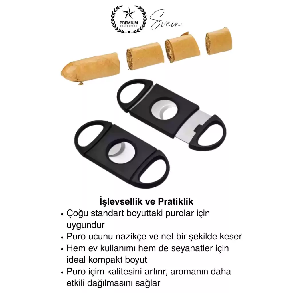 Deluxe Puro Kesme Makası Giyotini Cigaretta Paslanmaz Çift Bıçak Keskin Çelik Sağlam Çift Kesim