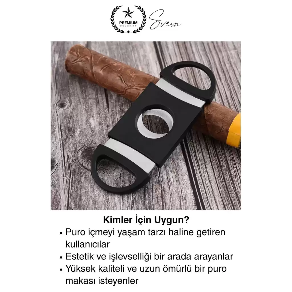 Deluxe Puro Kesme Makası Giyotini Cigaretta Paslanmaz Çift Bıçak Keskin Çelik Sağlam Çift Kesim
