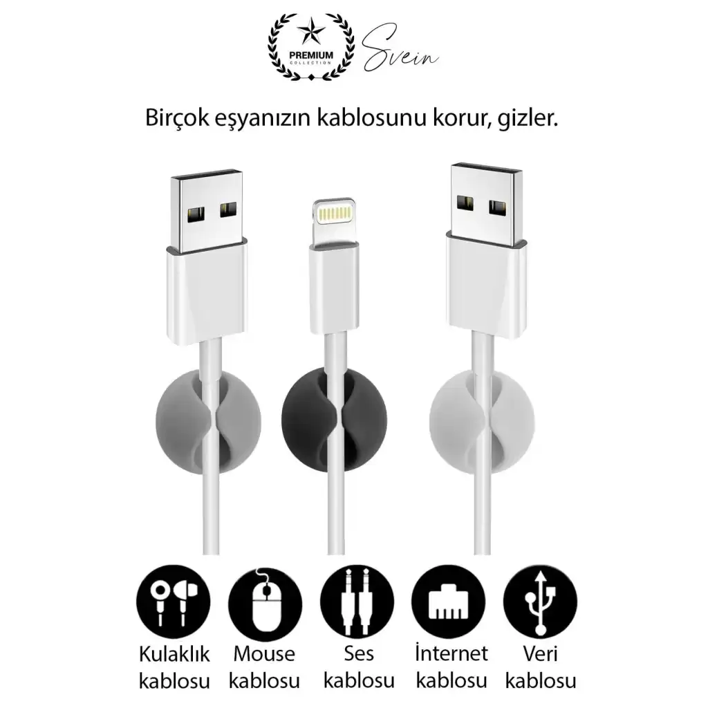 10lu İz Bırakmaz Siyah Beyaz Kablo Sabitleme Klipsi Çalışma Masası Düzenleyici Ev Oda Ofis Pratik