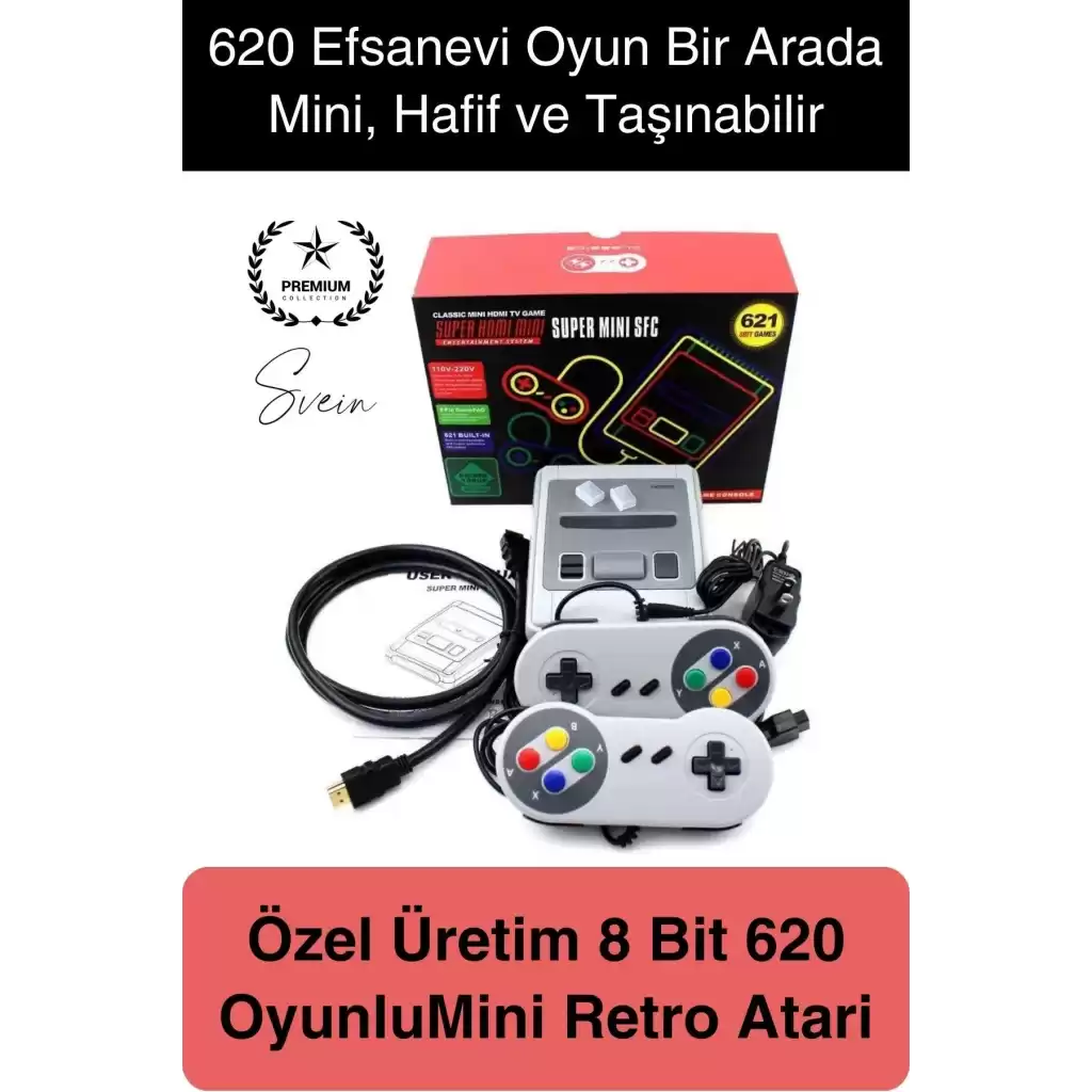 8 Bit 620 Oyunlu 2 Kontrol Kollu Video Games Retro Nostaljik Ev Oyun Konsolu Tv Uyumlu Mini Atari