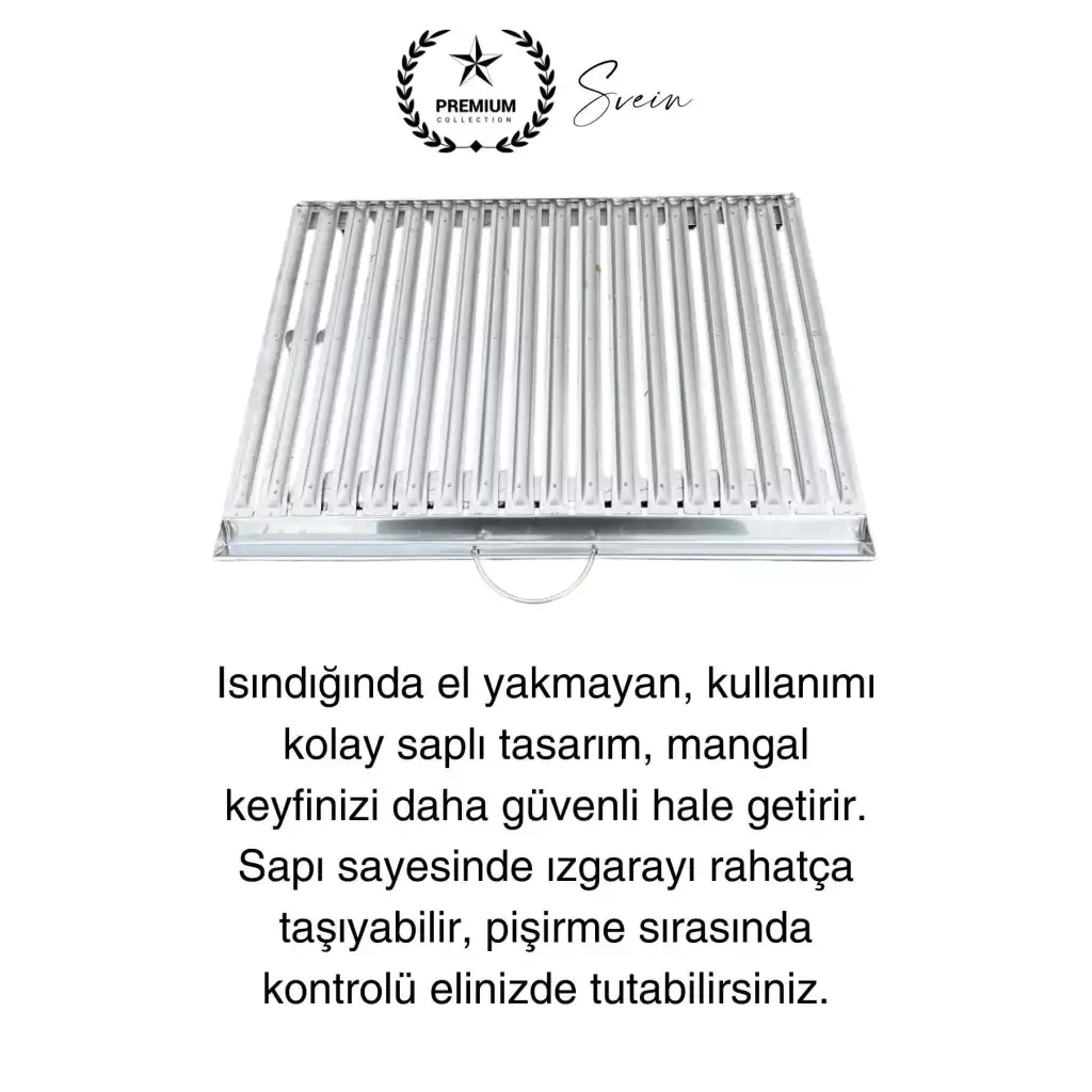 Premium 80 x 35 cm Paslanmaz Çelik 0,8 Kalın Oluklu Izgara Mangal Piknik Kamp Et Balık Kebap Pişirme