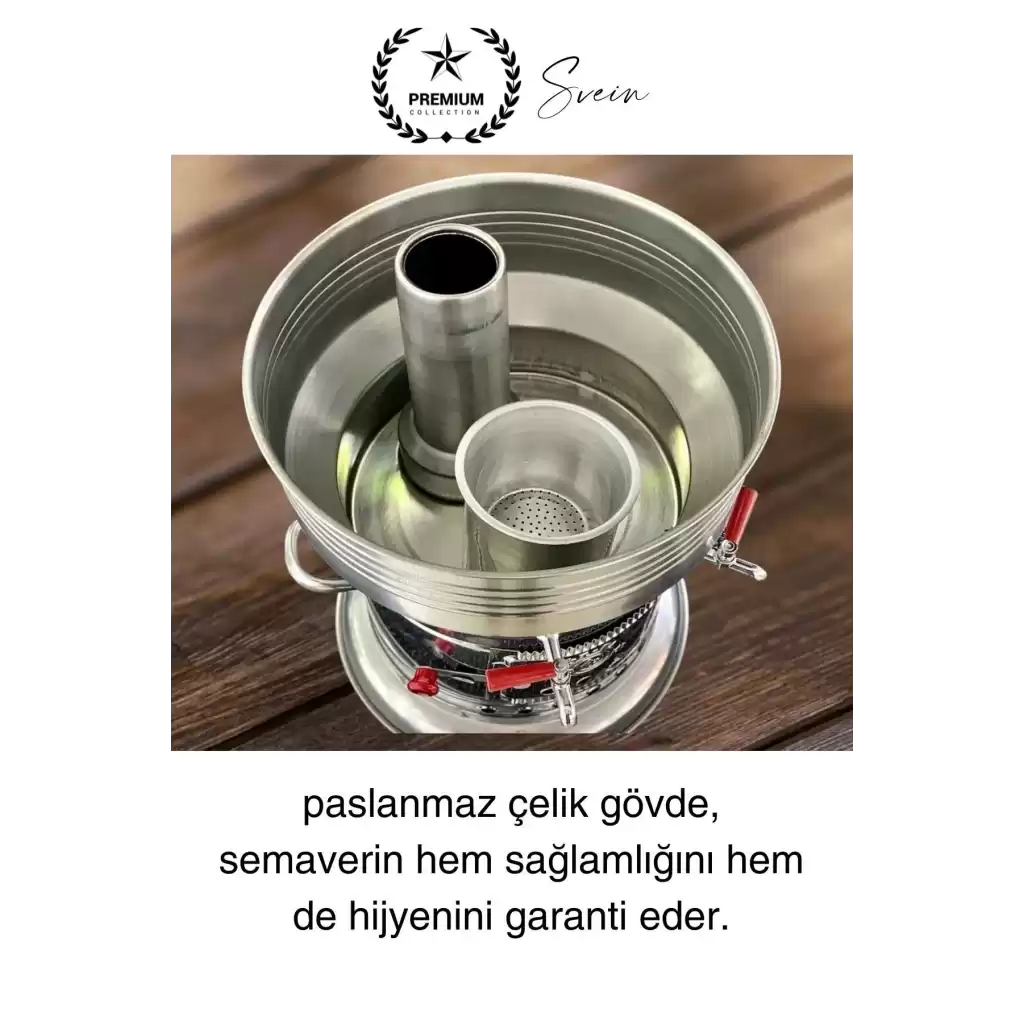 Premium Tek Musluklu 10 lt Kömürlü Kamp Piknik İçin Çok Amaçlı Odunlu Çay Semaveri Paslanmaz Çelik