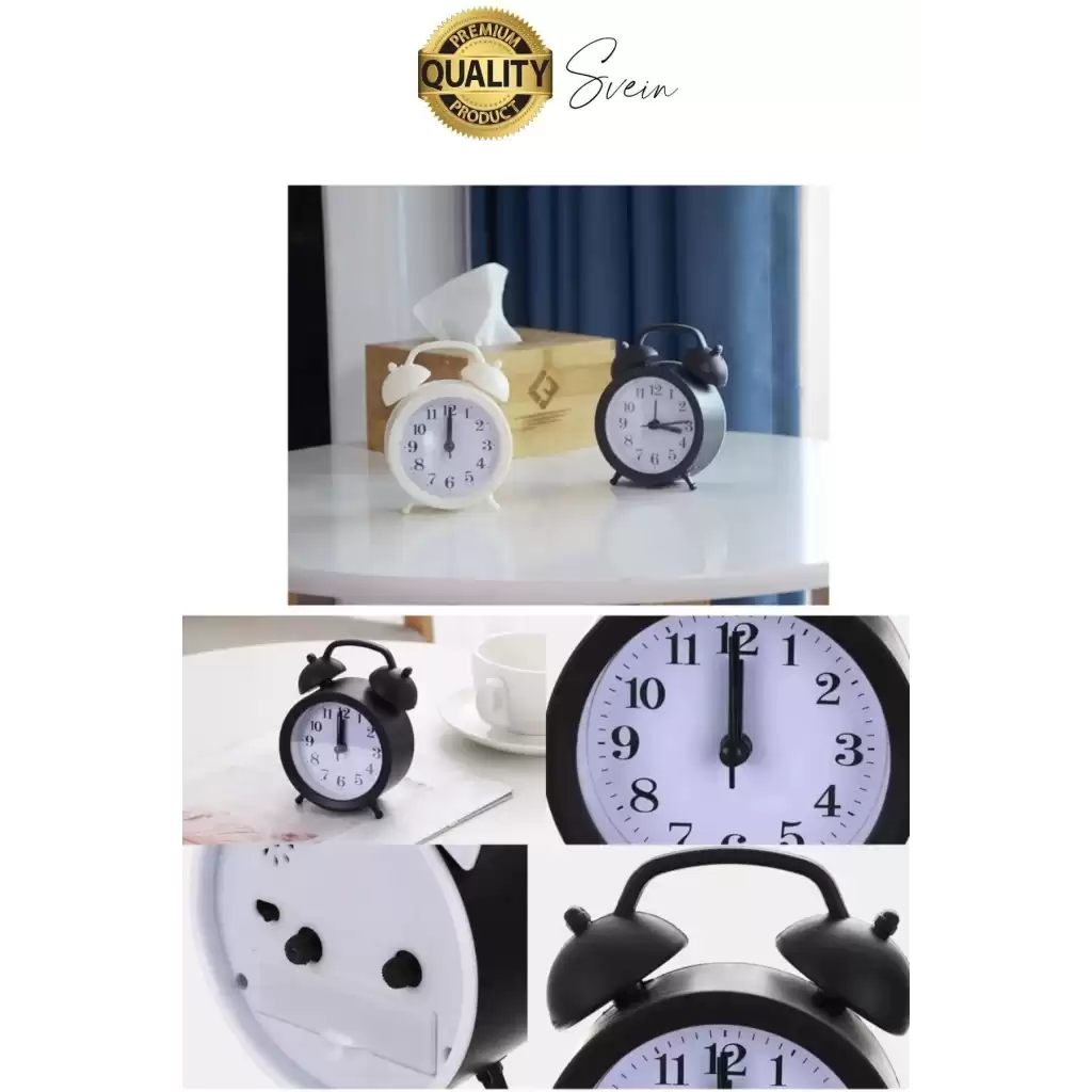 Sessiz Çalışan Yüksek Sesli Alarmlı Retro Tasarım Analog Masaüstü Çanlı Mini Çalar Saat Başucu 11 cm