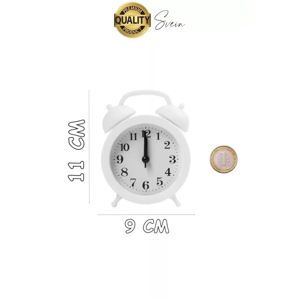 Sessiz Çalışan Yüksek Sesli Alarmlı Retro Tasarım Analog Masaüstü Çanlı Mini Çalar Saat Başucu 11 cm