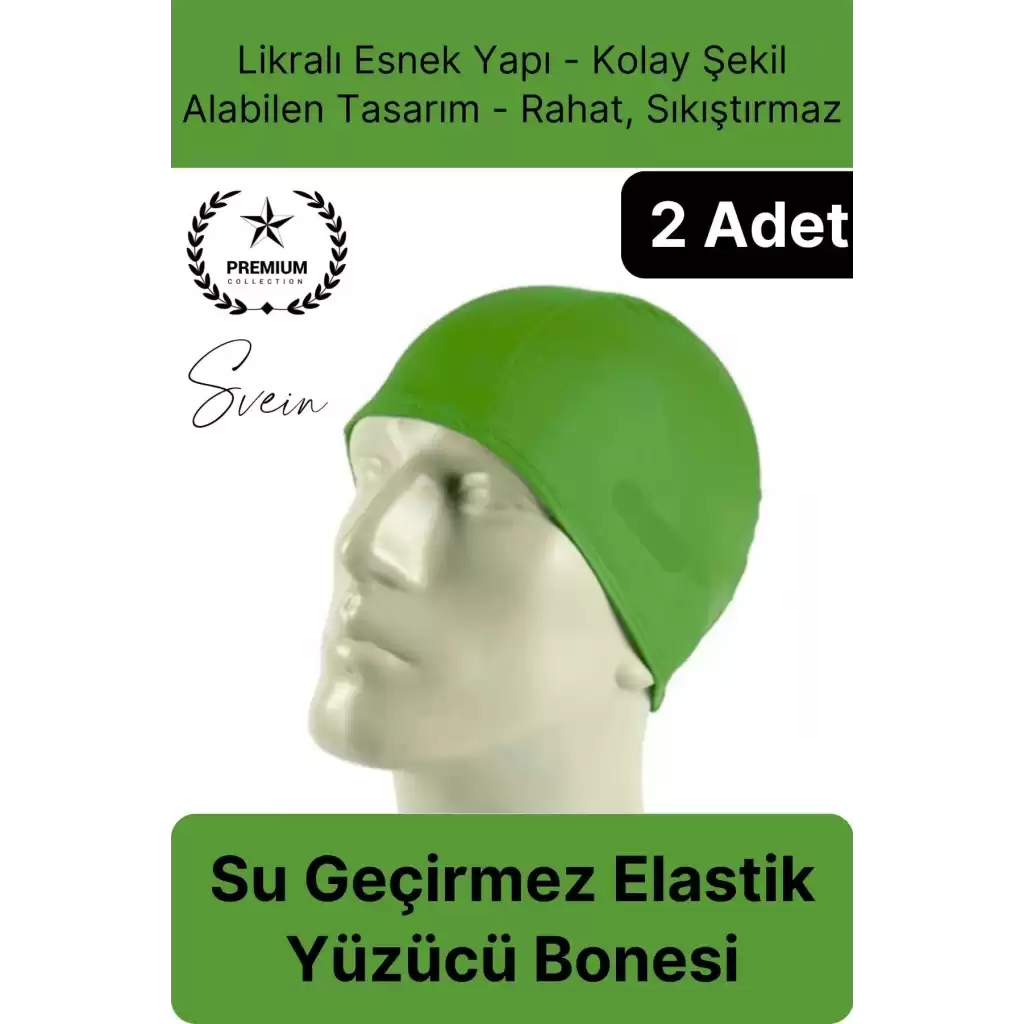 2li Her Saça Uygun Su Geçirmez Bez Bone Likralı Yüzücü Deniz Havuz Elastik Unisex Kulak Korumalı
