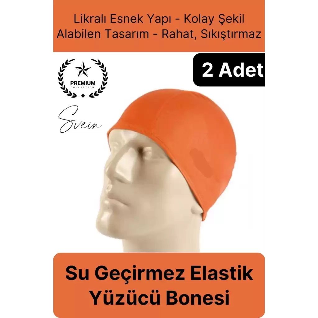 2li Her Saça Uygun Su Geçirmez Bez Bone Likralı Yüzücü Deniz Havuz Elastik Unisex Kulak Korumalı
