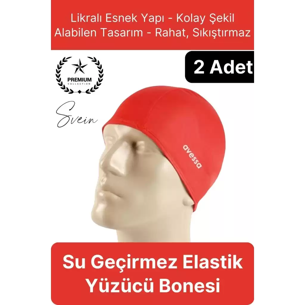 2li Her Saça Uygun Su Geçirmez Bez Bone Likralı Yüzücü Deniz Havuz Elastik Unisex Kulak Korumalı