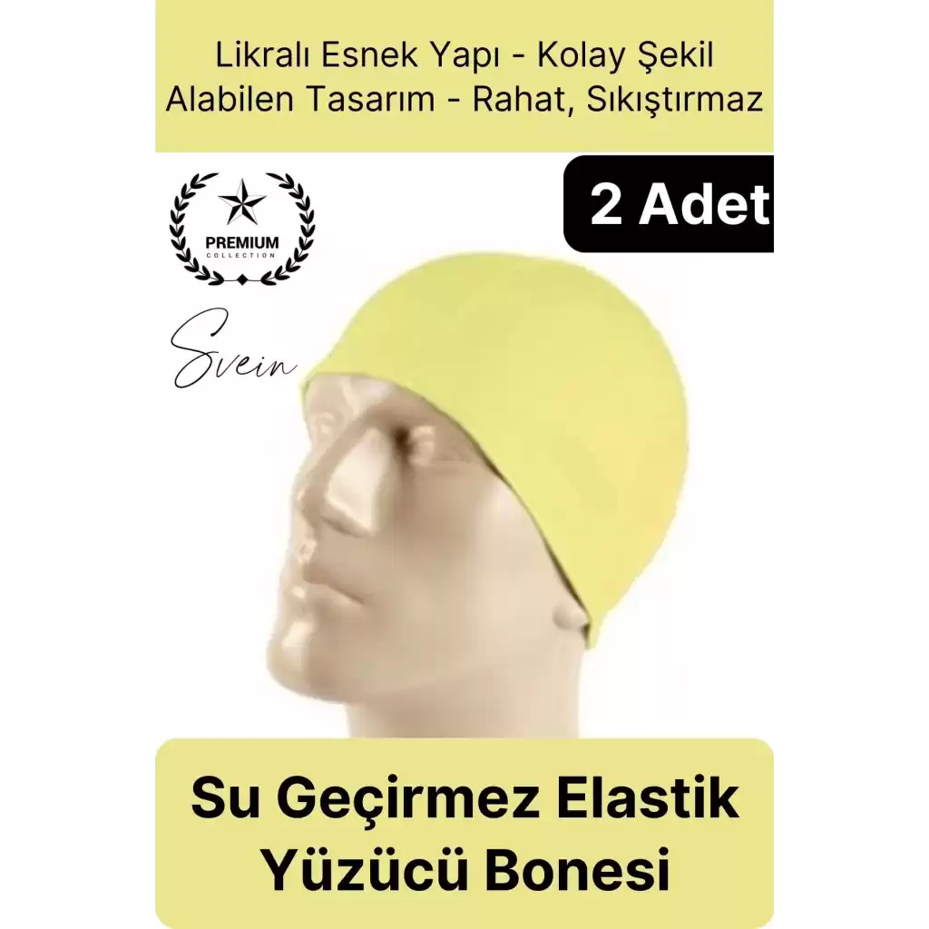2li Her Saça Uygun Su Geçirmez Bez Bone Likralı Yüzücü Deniz Havuz Elastik Unisex Kulak Korumalı
