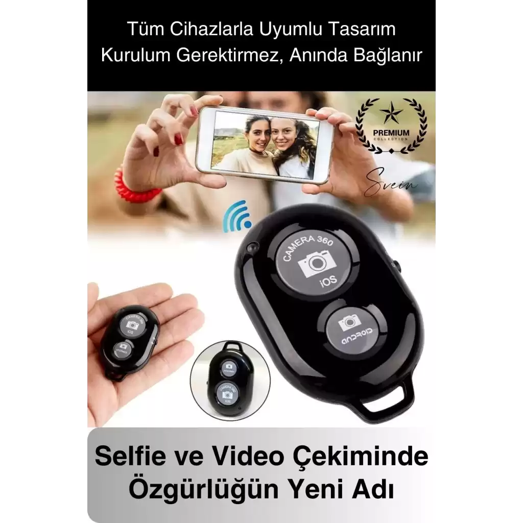 Bluetooth Kablosuz Uzaktan Kumanda İOS Android Uyumlu Selfie Fotoğraf Video Çekme Remote Shutter