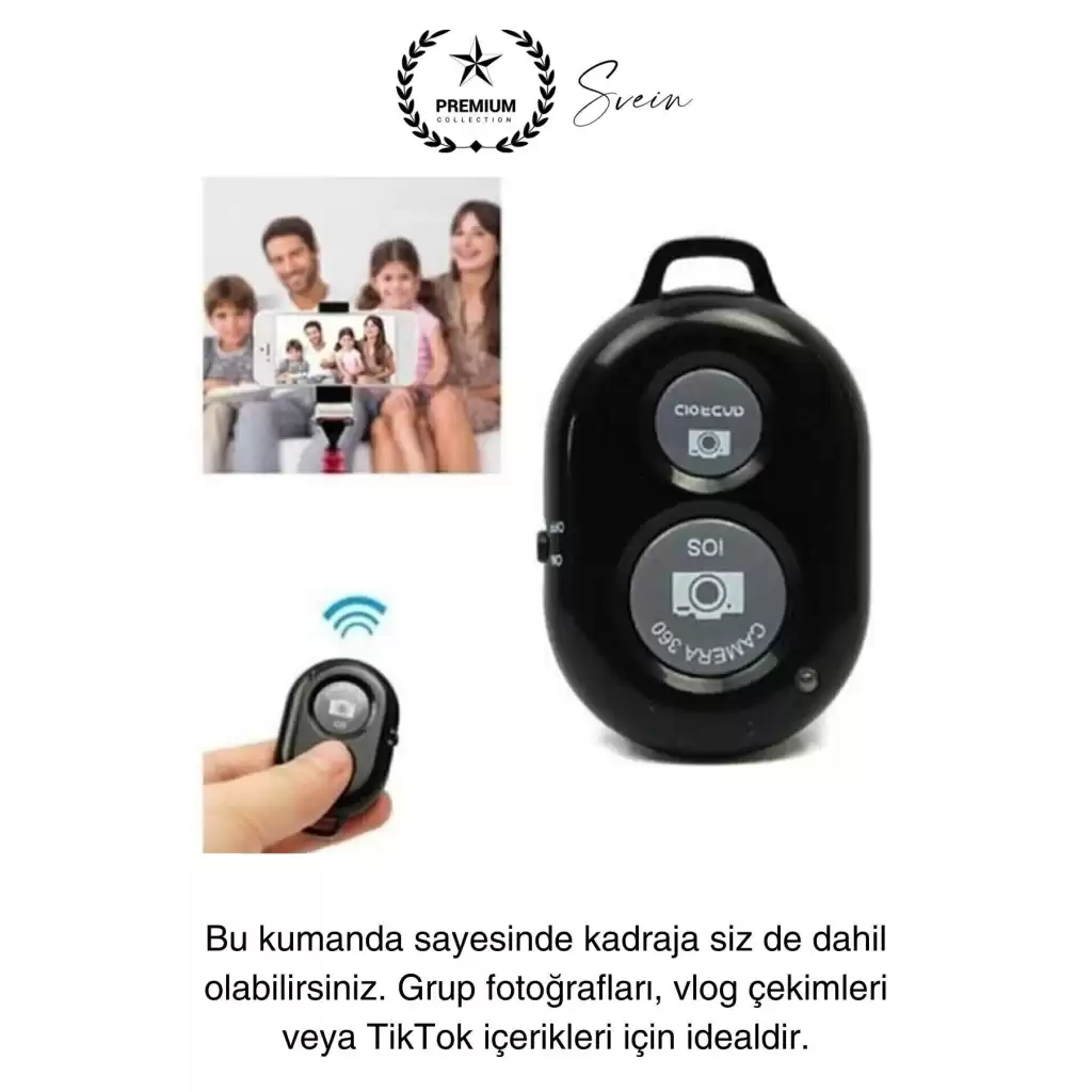 Bluetooth Kablosuz Uzaktan Kumanda İOS Android Uyumlu Selfie Fotoğraf Video Çekme Remote Shutter