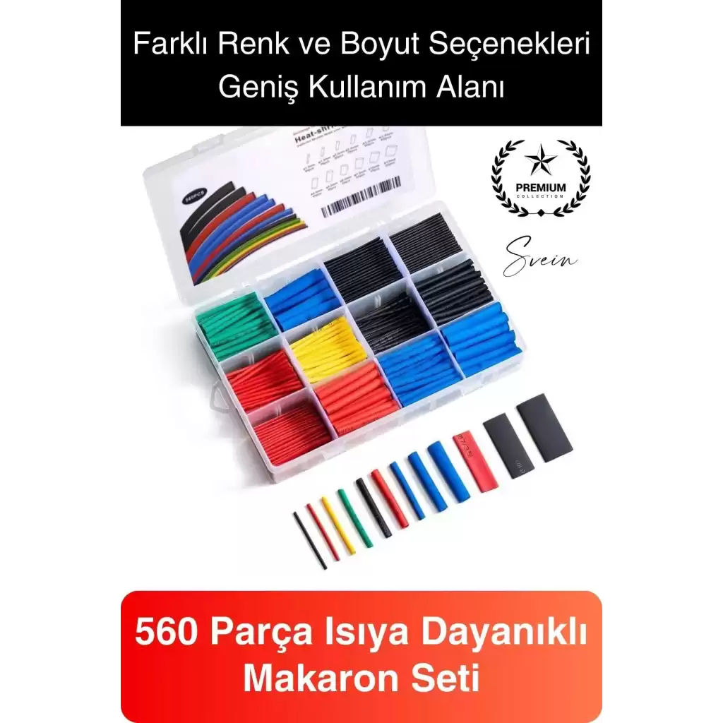 560 Parça Makaron Seti Kutulu Kablo Birleştirme Koruyucu Yalıtım Sıcaklıkla Daralan Tamirat Kaplama