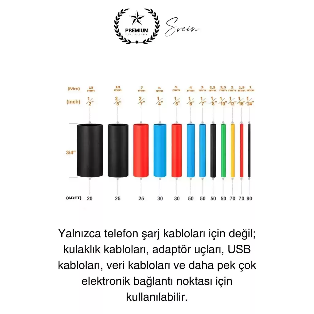 560 Parça Makaron Seti Kutulu Kablo Birleştirme Koruyucu Yalıtım Sıcaklıkla Daralan Tamirat Kaplama