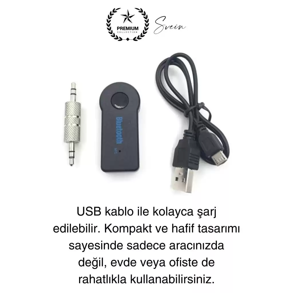 Şarjlı Blutooth Aux Araç Kiti Müzik Ses Alıcı Adaptörü 3.5mm Jak Tv Telefon Kablosuz Bağlantı