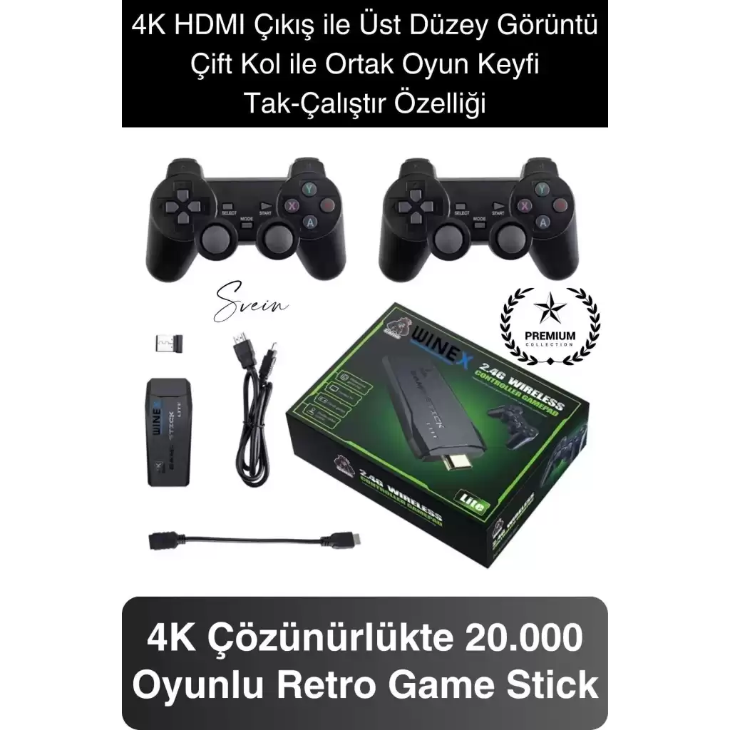 20000 Oyunlu 4K Tak Çalıştır 2.4g Uyumlu HDMI Kablosuz Çift Kol Konsol Game Stick Retro Atari
