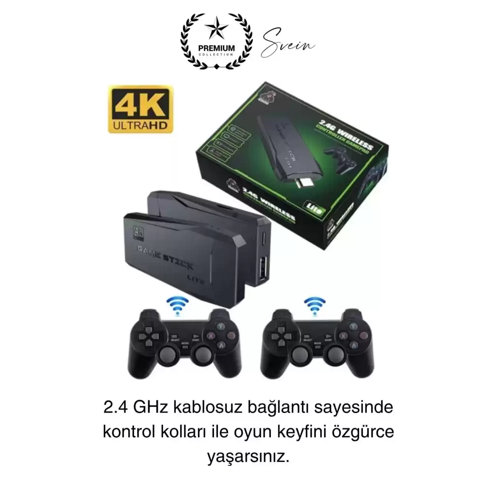 20000 Oyunlu 4K Tak Çalıştır 2.4g Uyumlu HDMI Kablosuz Çift Kol Konsol Game Stick Retro Atari