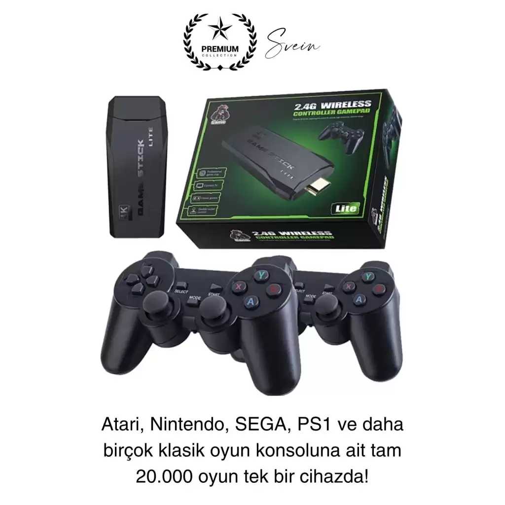20000 Oyunlu 4K Tak Çalıştır 2.4g Uyumlu HDMI Kablosuz Çift Kol Konsol Game Stick Retro Atari
