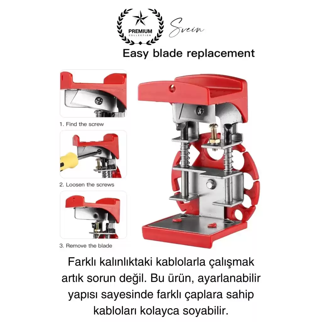 Premium Kompakt Tel Kablo Soyucu Sıyırıcı Cep Boyunda Elde Pratik Döner Koaksiyel Hafif Taşınabilir
